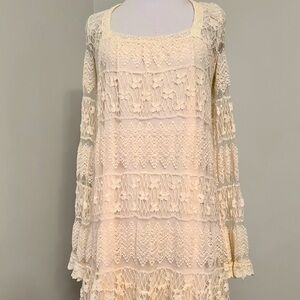 KIMCHI BLUE size, large cream, lace, mini dress.